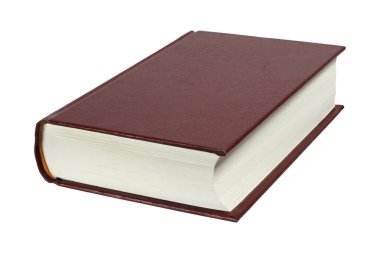 Beyaz arkaplanda kahverengi kapaklı kitap