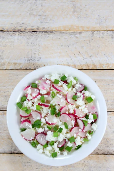 Cottage cheese with radish and chives — Stock Photo, Image