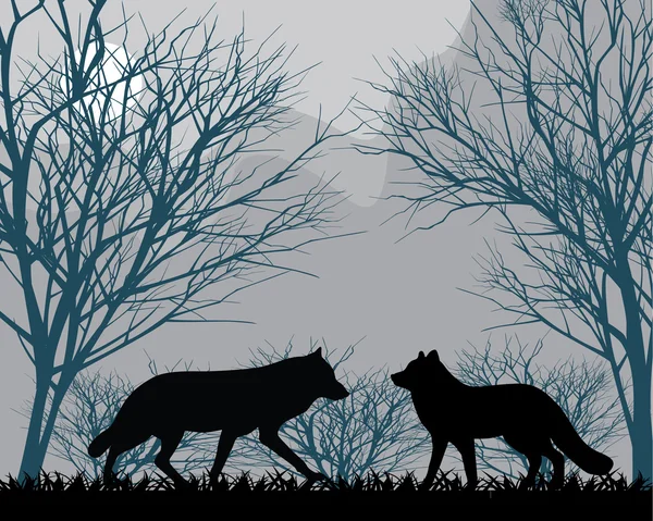Lobos da floresta — Vetor de Stock