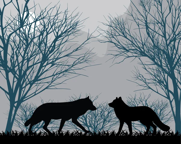 Loups forestiers — Image vectorielle