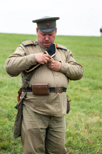 Russian soldier Historical reenactment — Stock Photo, Image