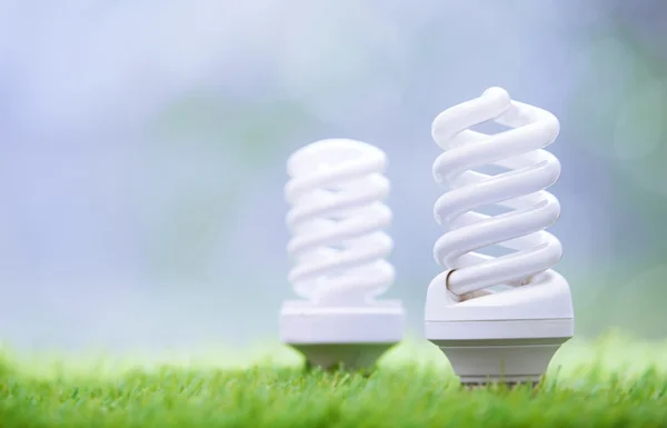 Energy saving bulbs in the grass — Stock Photo, Image
