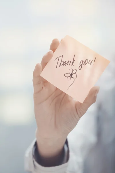 Thank you text on adhesive note Royalty Free Stock Photos