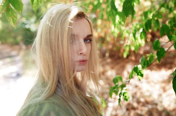 Young Adult Woman Spending Quality Time Forest — Stock Photo, Image