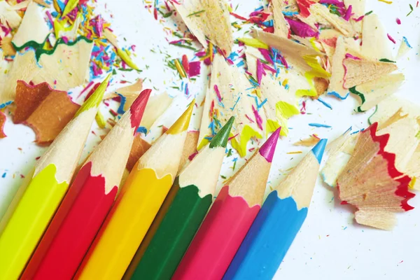 Colored pencils and trash — Stock Photo, Image