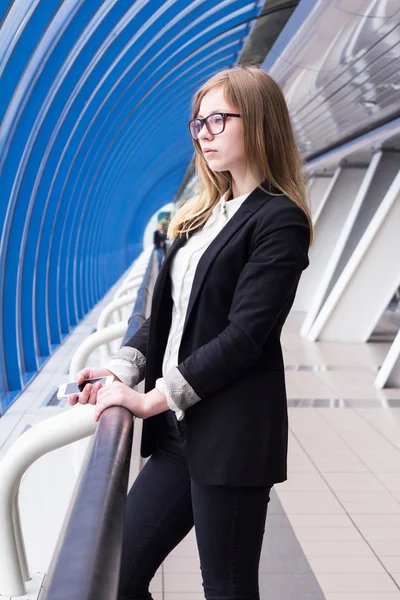 Intelligent business woman is waiting for the client — Stock Photo, Image