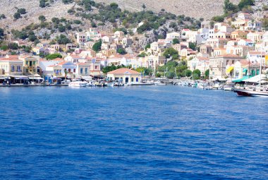 Symi Adası Ege Denizi'nde. Yunanistan