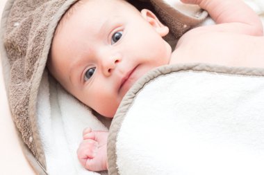 Mavi gözlü genç bir bebek portresi