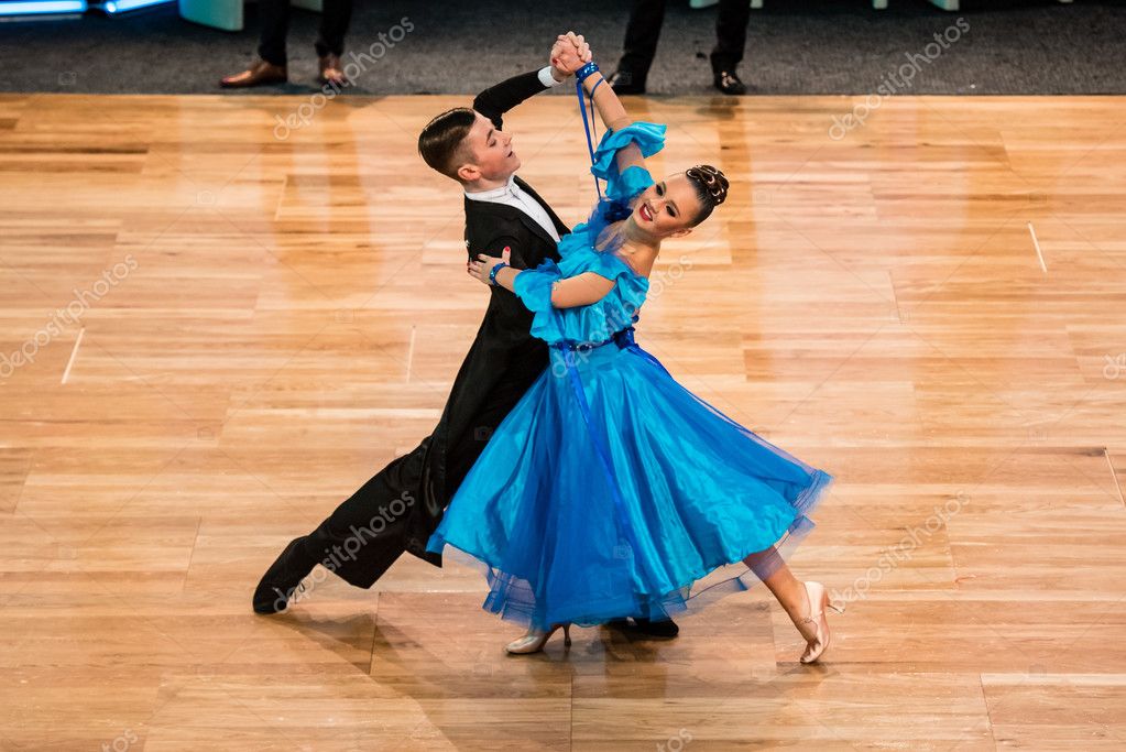 Competitors dancing slow waltz or tango Stock Editorial Photo