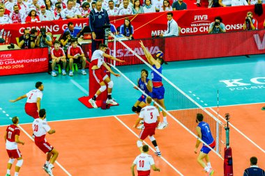 Varşova, Polonya - Ağustos 30: Voleybol Erkekler Dünya Şampiyonası açılış oyun Polonya-Sırbistan, Varşova, 30 Ağustos 2014