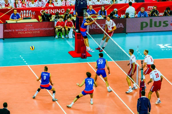 WARSAW, POLAND - AUGUST 30 : Volleyball Men's World Championship opening game Poland-Serbia, Warsaw, 30 August 2014 — Stock Photo, Image