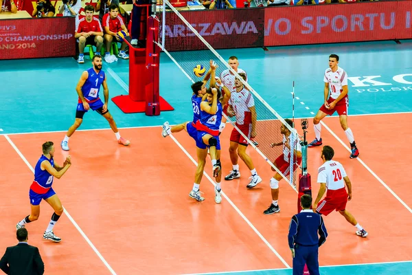 WARSAW, POLAND - AUGUST 30 : Volleyball Men's World Championship opening game Poland-Serbia, Warsaw, 30 August 2014 — Stock Photo, Image