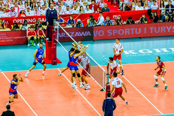 WARSAW, POLONIA - 30 AGOSTO: Partita inaugurale del Campionato mondiale di pallavolo maschile Polonia-Serbia, Varsavia, 30 agosto 2014 — Foto Stock