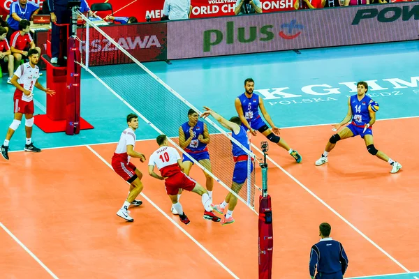 WARSAW, POLAND - AUGUST 30 : Volleyball Men's World Championship opening game Poland-Serbia, Warsaw, 30 August 2014 — Stock Photo, Image