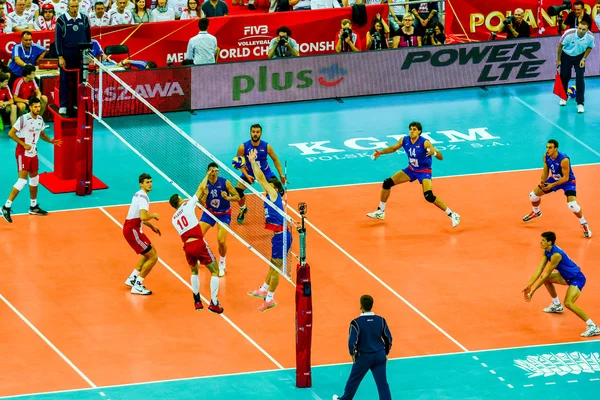 WARSAW, POLAND - AUGUST 30 : Volleyball Men's World Championship opening game Poland-Serbia, Warsaw, 30 August 2014 — Stock Photo, Image