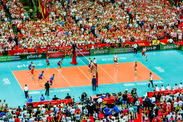 WARSAW, POLAND - AUGUST 30 : Volleyball Men's World Championship opening game Poland-Serbia, Warsaw, 30 August 2014 — Stock Photo, Image