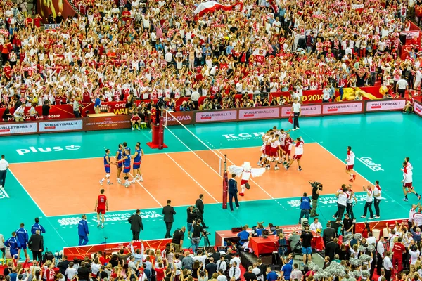 WARSAW, POLAND - AUGUST 30 : Volleyball Men's World Championship opening game Poland-Serbia, Warsaw, 30 August 2014 — Stock Photo, Image