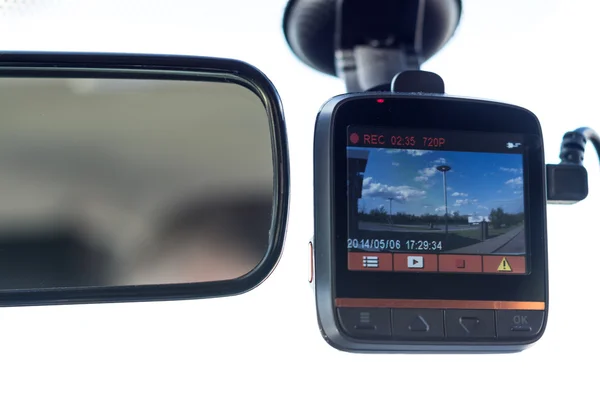 Recording car camera on the front window — Stock Photo, Image