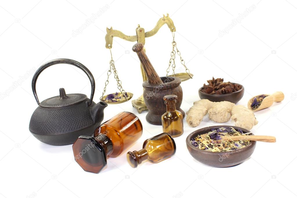 Chinese medicine with herbs and scale