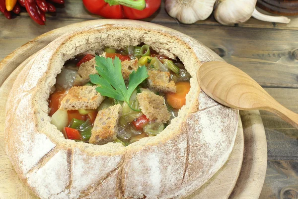 Bread soup with parsley — Stock Photo, Image