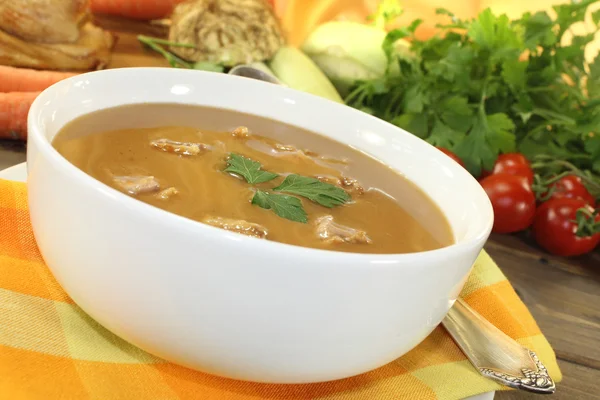 Frische leckere Winter-Entensuppe — Stockfoto