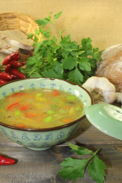 Asian chicken consomme — Stock Photo, Image