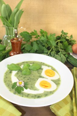 yumurta taze yeşil ot çorbası