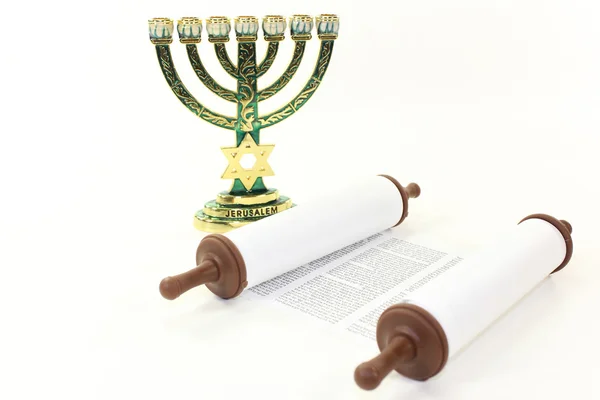 Menorah and Torah — Stock Photo, Image