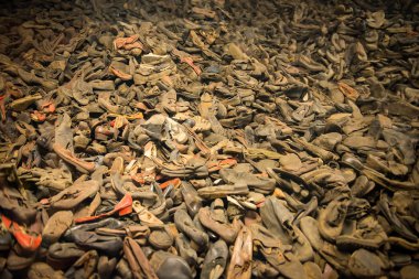 Pile of shoes in Auschwitz clipart