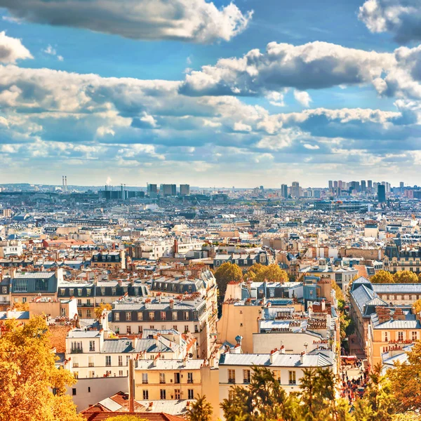 Ciudad Otoño París Desde Montmartre Hermoso Otoño Viaje Paisaje Urbano — Foto de Stock