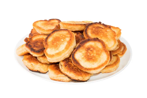 Sweet Toasted Pancakes White Plate Isolated White Background — Stock Photo, Image