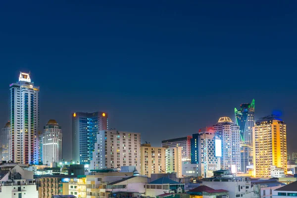 Bangkok Miasto Nocą Budynki Panorama Miasta Drapacze Chmur Krajobraz Nocy — Zdjęcie stockowe