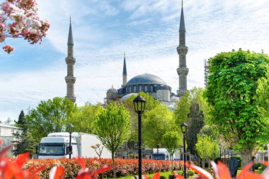 İstanbul, Türkiye 'de Çiçekli Mavi Cami Sultanı Ahmed Camii