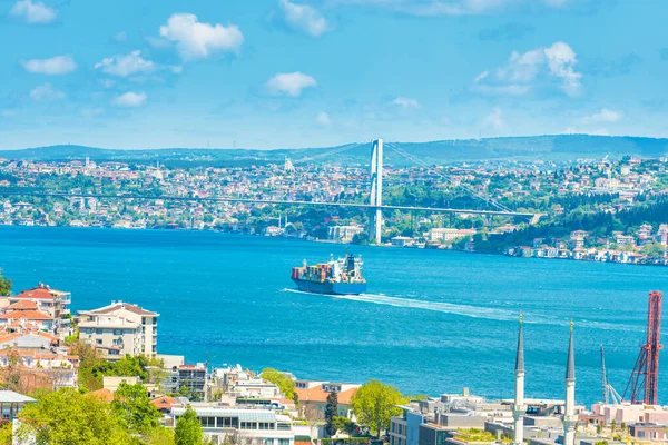 Panorama Der Stadt Istanbul Luftaufnahme Zum Bosporus — Stockfoto