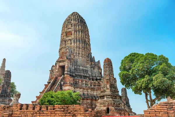 Rovine Mattoni Dell Antico Tempio Buddista Wat Chai Watthanaram Vecchia — Foto Stock