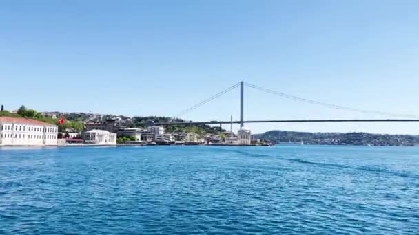 Uitzicht Van Bosporus Naar Fatih Sultan Mehmet Bridge Istanbul Videoclip — Stockvideo