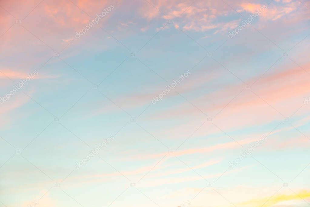 Sunset or morning sunrise sky with sunset clouds, nature spring sunset background