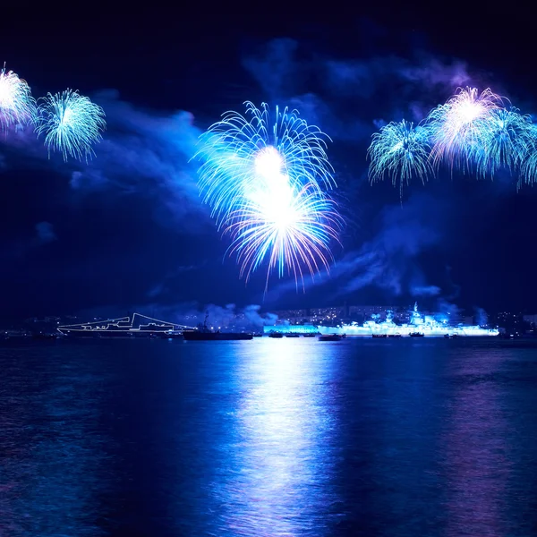 Colorful fireworks on the black sky — Stock Photo, Image