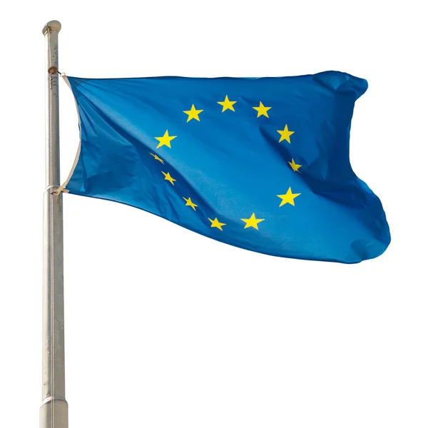 Acenando bandeira da União Europeia — Fotografia de Stock