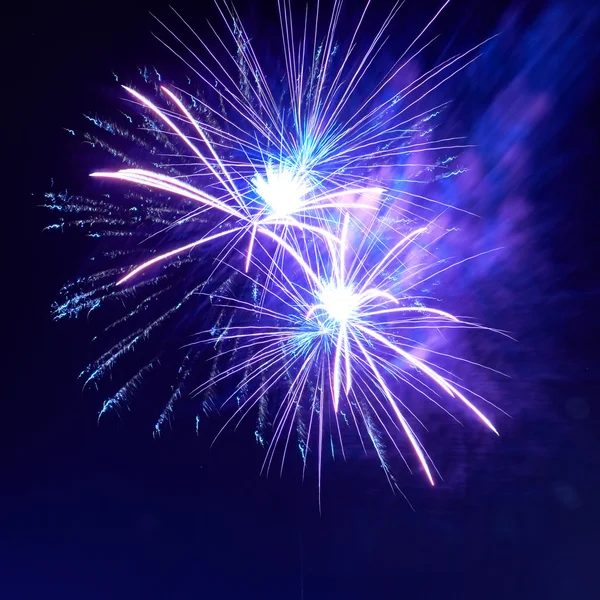 Blauwe kleurrijke vuurwerk — Stockfoto