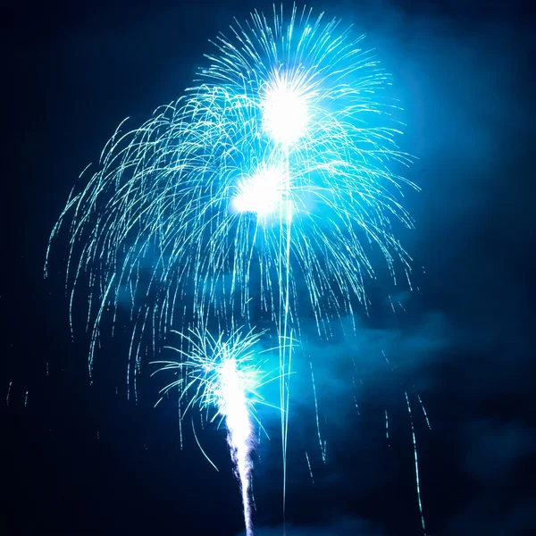 Blue colorful fireworks — Stock Photo, Image