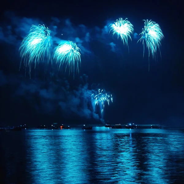 Blue holiday fireworks — Stock Photo, Image