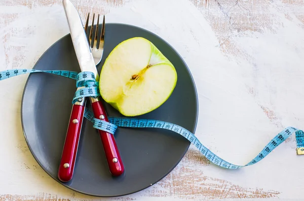 Concetto di dieta con mela verde — Foto Stock