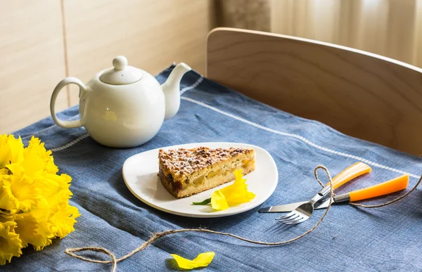 Tarta de manzana y té —  Fotos de Stock