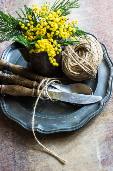 Conjunto de mesa para jantar de Páscoa — Fotografia de Stock