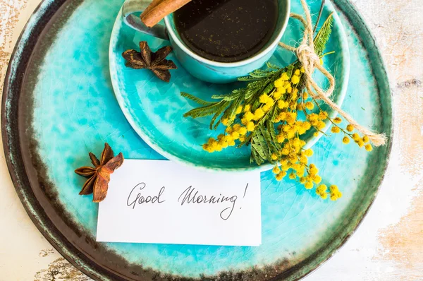 Taza de café y canela —  Fotos de Stock