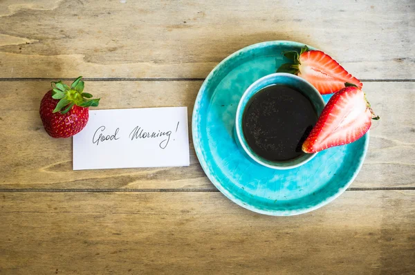 Café y fresas — Foto de Stock