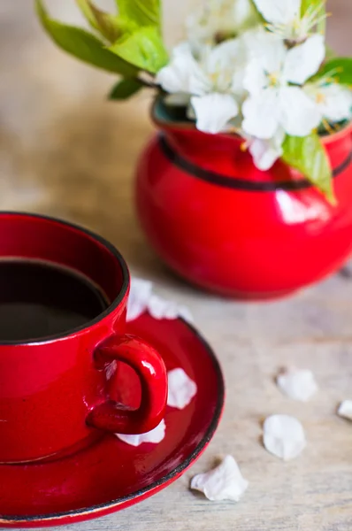 Kaffeezeit und Frühling — Stockfoto