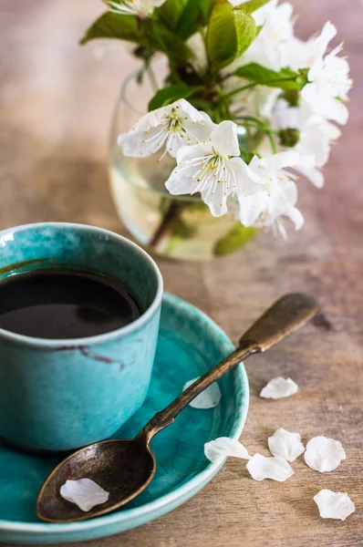 Koffie tijd en voorjaar — Stockfoto