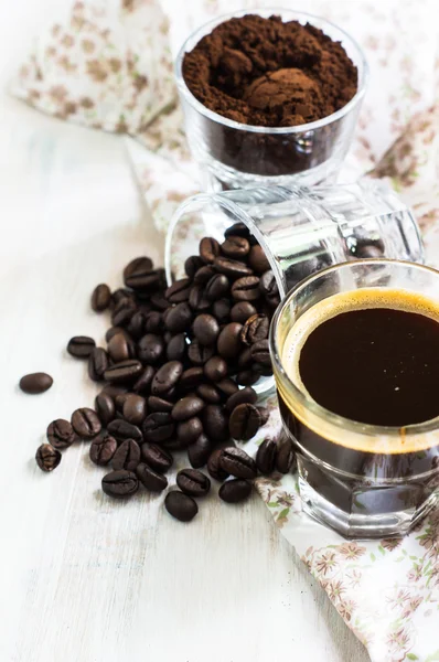 Koffie tijd op rustieke achtergrond — Stockfoto